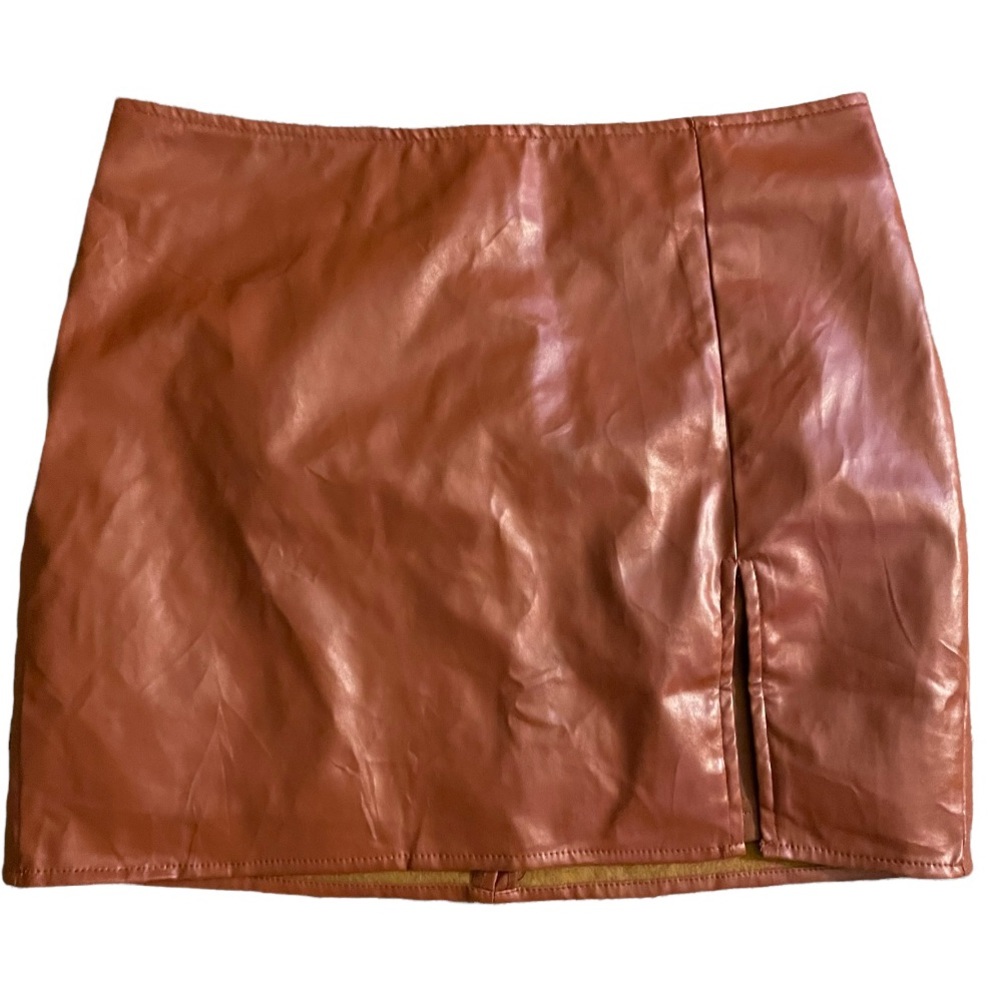 Brown Plather mini skirt